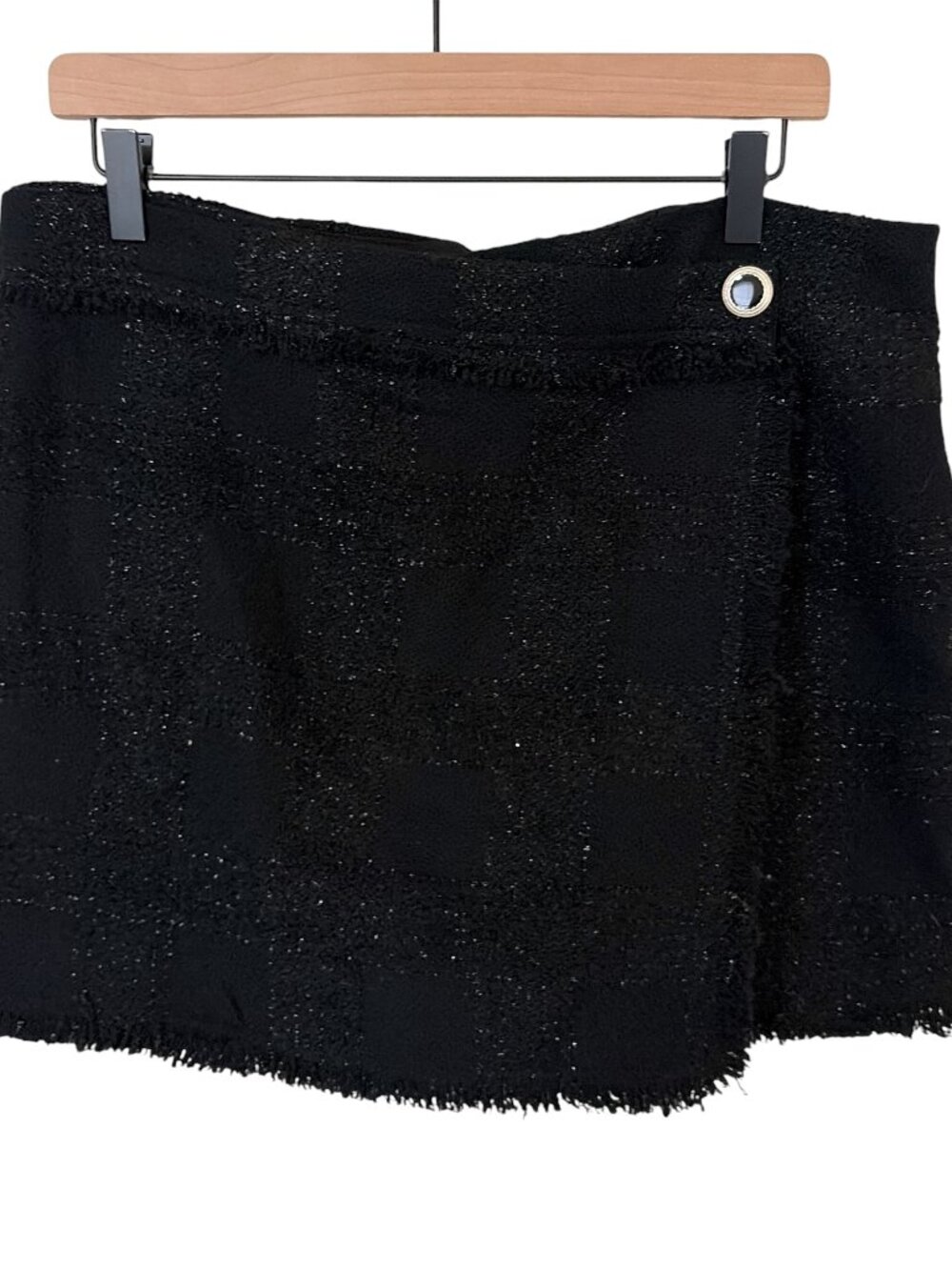 House of Harlow 1960 Black Tweed Wool Blend Wrap Skort